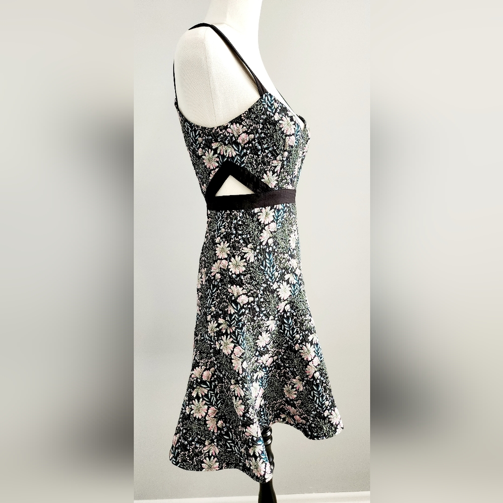 🌷2 for $20 FOREVER NEW Women Short Dress Size 6 Black Floral Sleeveless A line - Picture 2 of 11